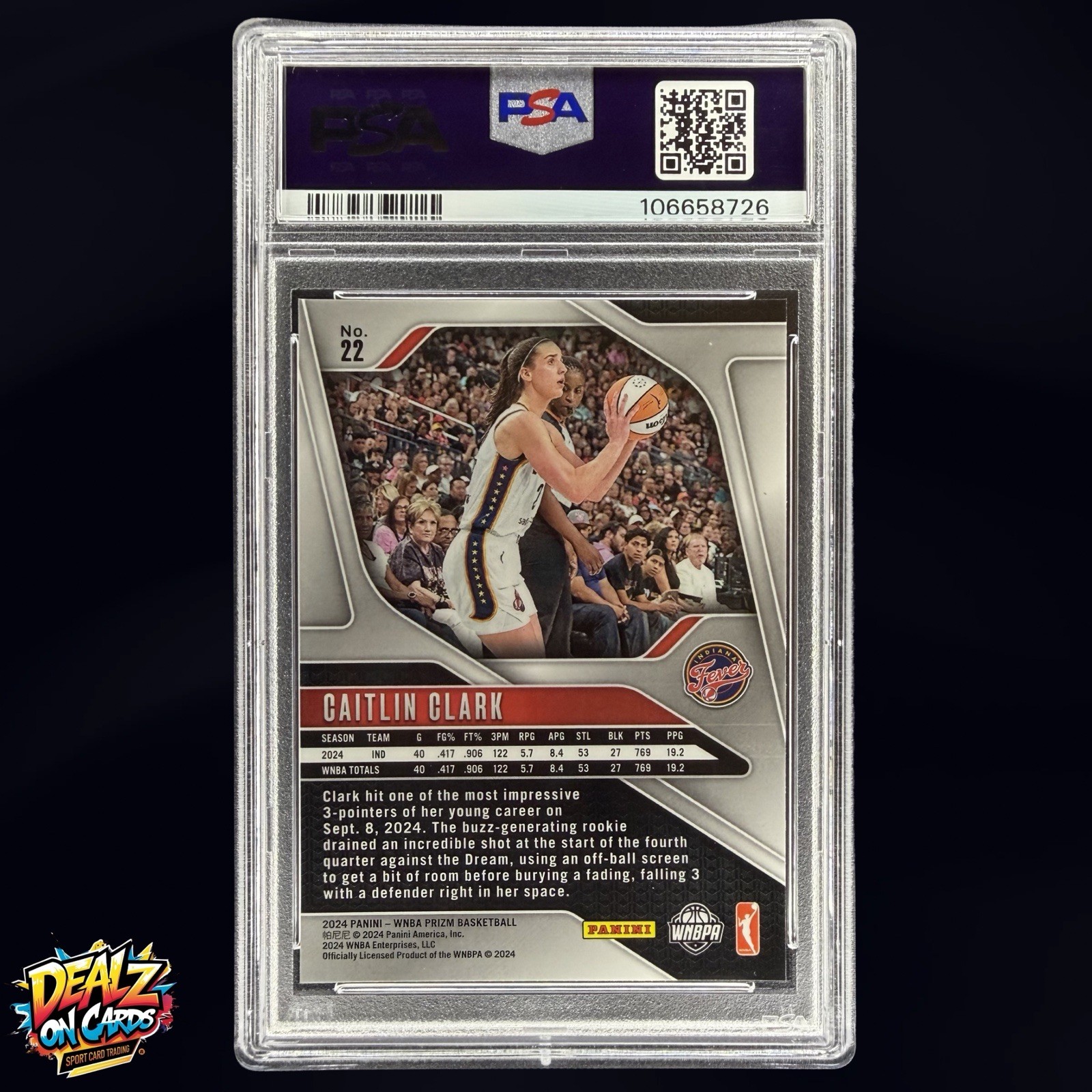 2024 Panini Prizm WNBA Caitlin Clark Rookie Card #22 RC PSA 10 GEM MINT Fever view 2