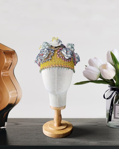 Wig Head Stand Mannequin Head Hat Display Stand Linen Wig Holder, Hat Rack Fa... - Picture 8 of 9