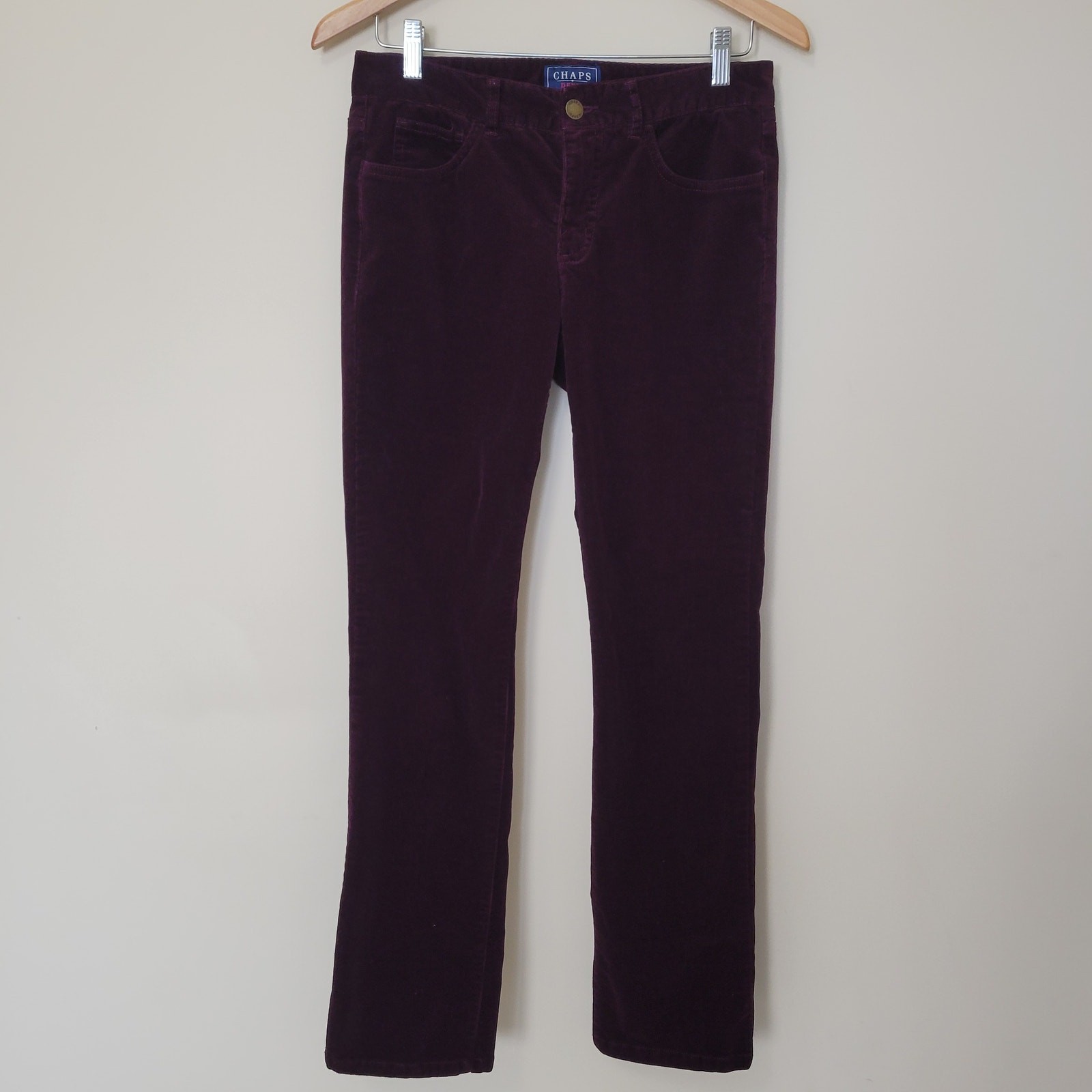 Chaps Denim Women's Size 4 Corduroy Straight Leg 5 Pocket Jeans Purple