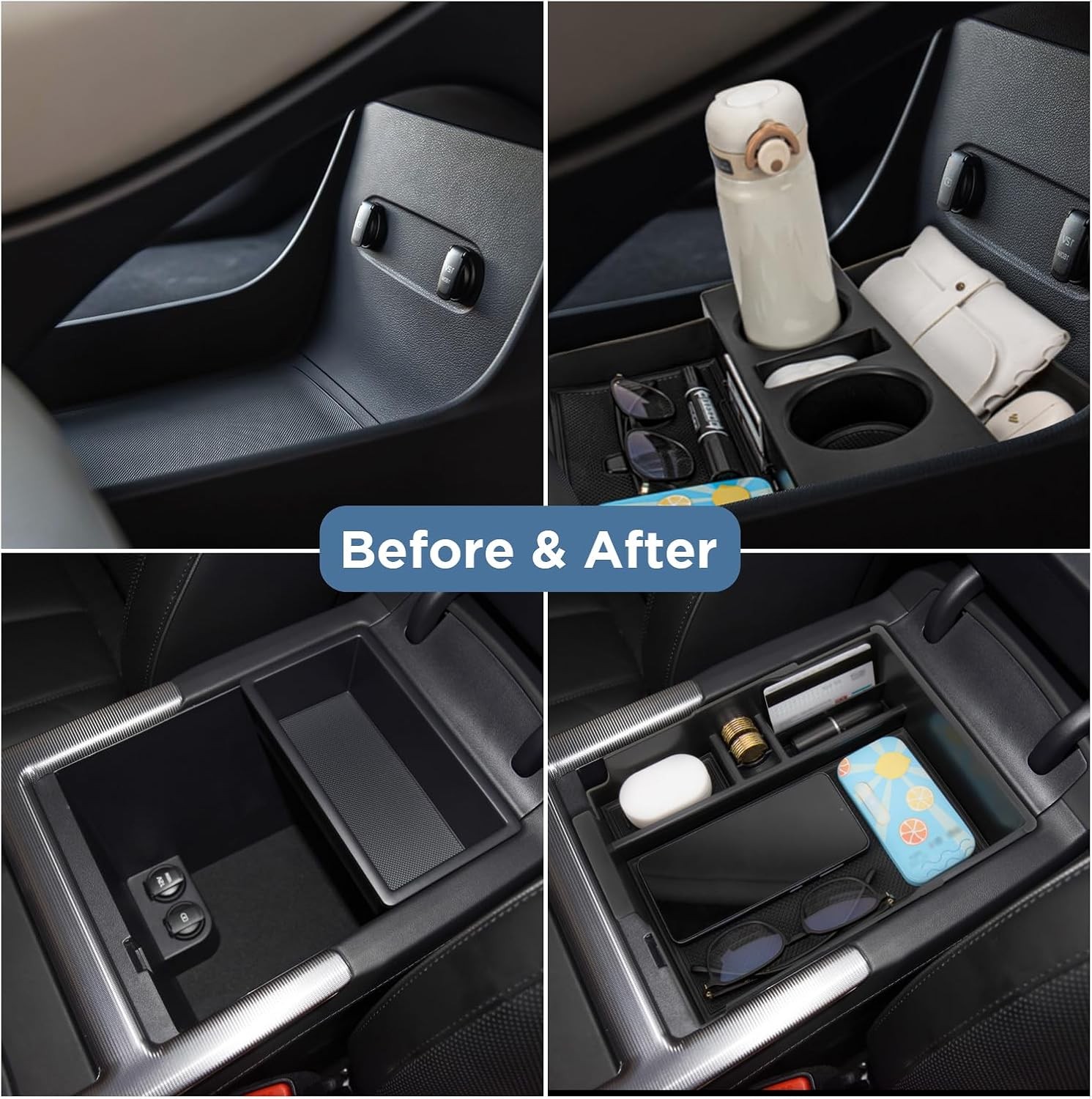 2PC Center Console Organizer Tray for 2023-2025 Accessories with Armrest Storage