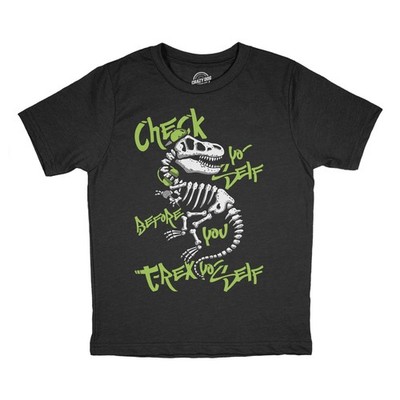 Youth Funny T Shirts Check Yo Self Before You T Rex Yo Self Sarcastic Dino
