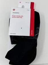 Lululemon Power Stride No Show Active Heel Grip Socks Black  SZ M 3 Pack