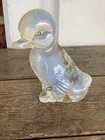 Fenton Pearl Opalescent Glass Hand Painted Duckling Figurine signed J Stephens