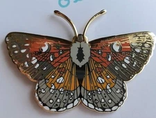 Moth Pin Alum and Ink Etsy Fall Colors Reds Orange Grey Brown
