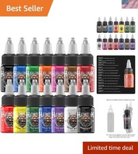 Dynamic Color Tattoo Ink Set - 1/2 oz Bottles, 14 Rich Shades for Artistry
