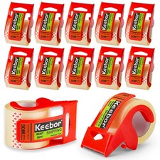 Packing Tape with Dispenser, 12 Rolls Clear Shiping Package Tape, 12 rolls