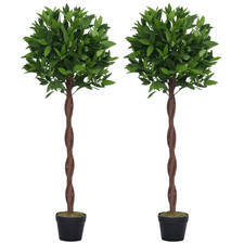 Outsunny Set Of 2 120cm Artificial Bay Laurel Topiary Trees w/ Pot Fake