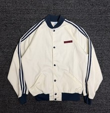 Vintage 70s 80s Adidas Bomber Jacket Men L Three Stripe Trefoil Snap Button Trac