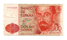 2000  PESETAS  FINE    BANKNOTE FROM  SPAIN  1980   PICK-159