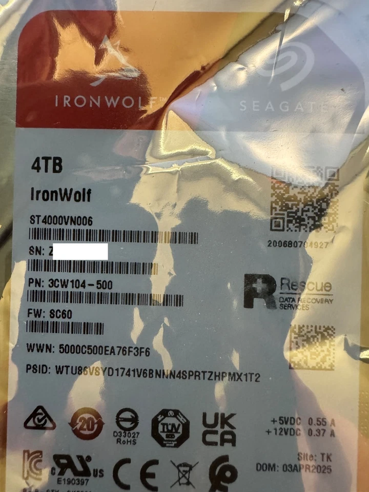 Seagate IronWolf 4TB Hard Drive - ST4000VN006 (Manufacturer Certified & Sealed) - Image 2 of 4