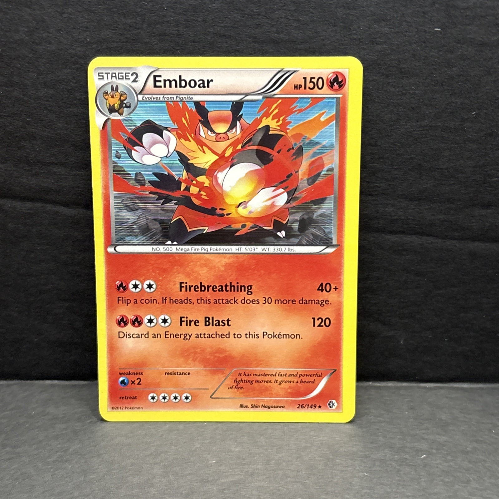 Pokémon TCG Emboar Holo Holo Rare Card Boundaries Crossed 26/149