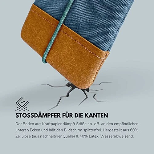 Moin Padded Canvas Phone Sleeve with Rubber Closure - Handmade Phone Case - Picture 3 of 8