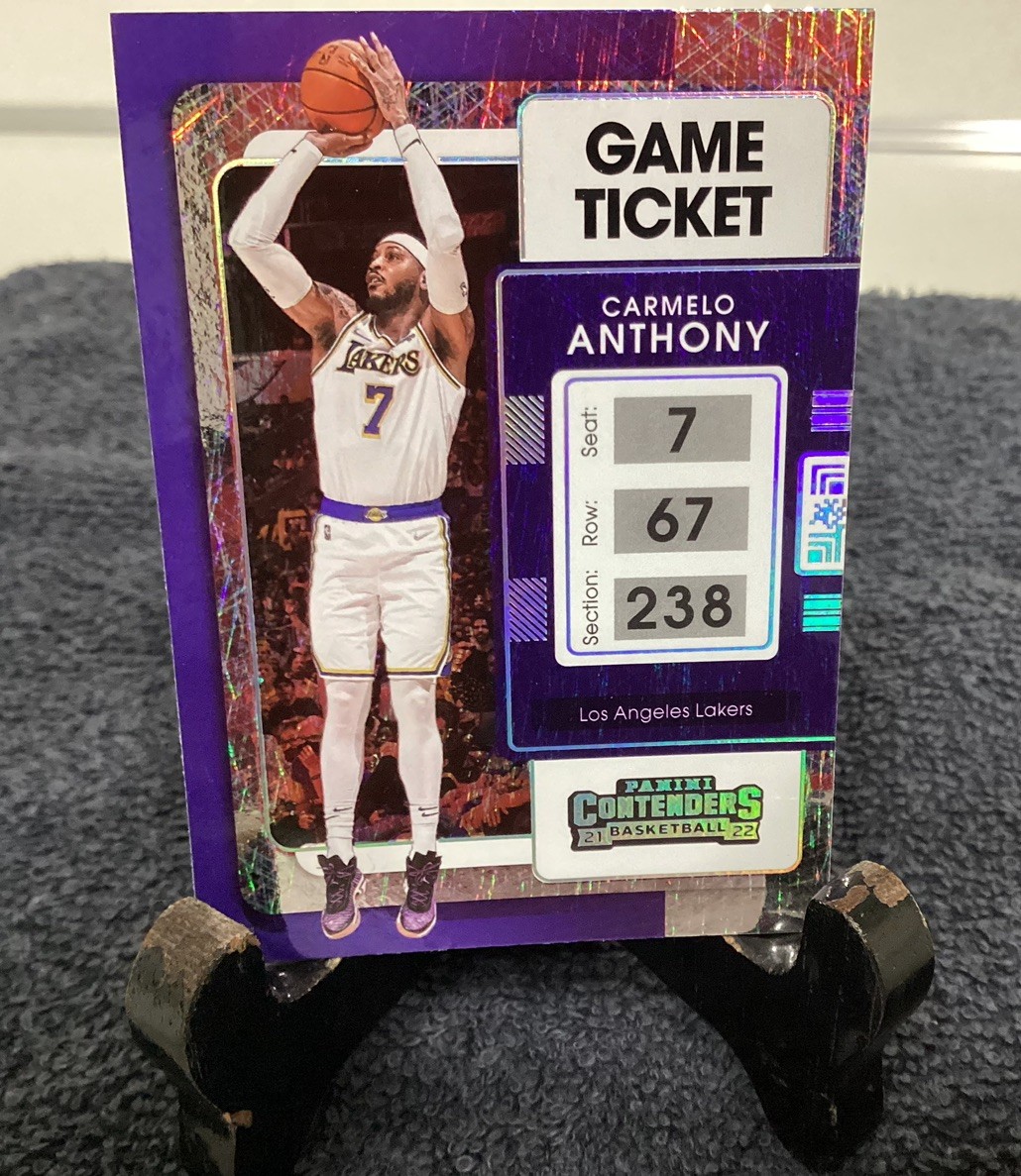 2021-22 Contenders Game Ticket Carmelo Anthony Shimmer Holo SSP #82 Lakers
