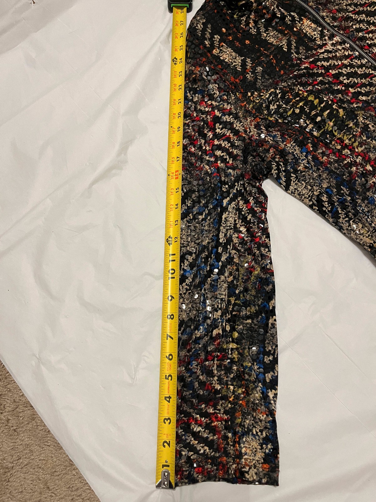 N Touch Sequin Zip Jacket Multicolor Abstract Pat… - image 10