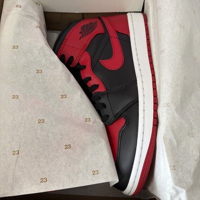 Size 8.5 - Nike Air Jordan 1 Mid Banned Bred Black Red Receipt 554724-074