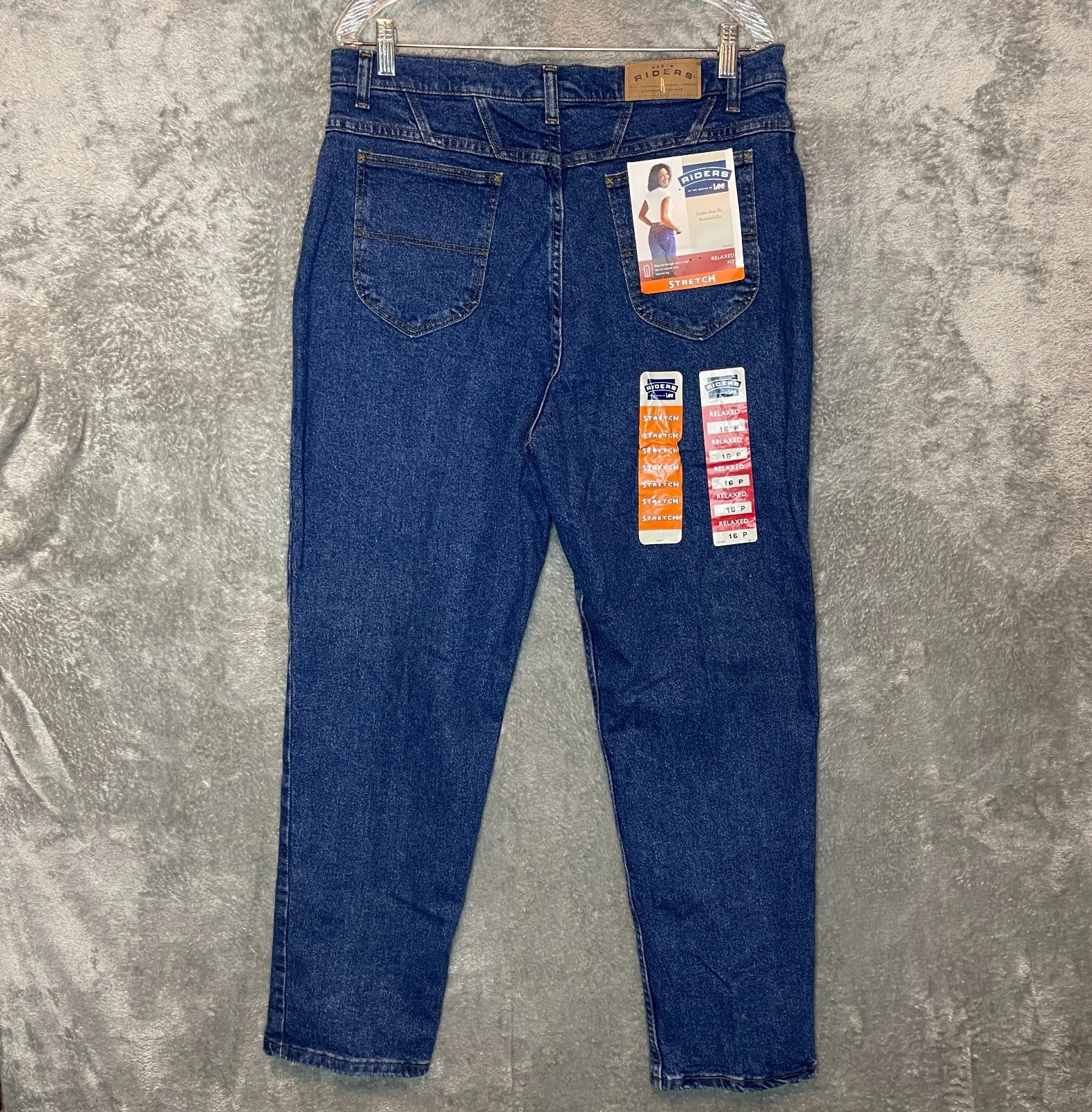 Riders Lee Women Misses Relaxed Fit Dark Wash Stretch High Rise Denim Jeans 16P