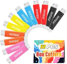 Box Cutters 12 Pack, Utility Knife, Box Cutter Retractable with Razor Blade, Box