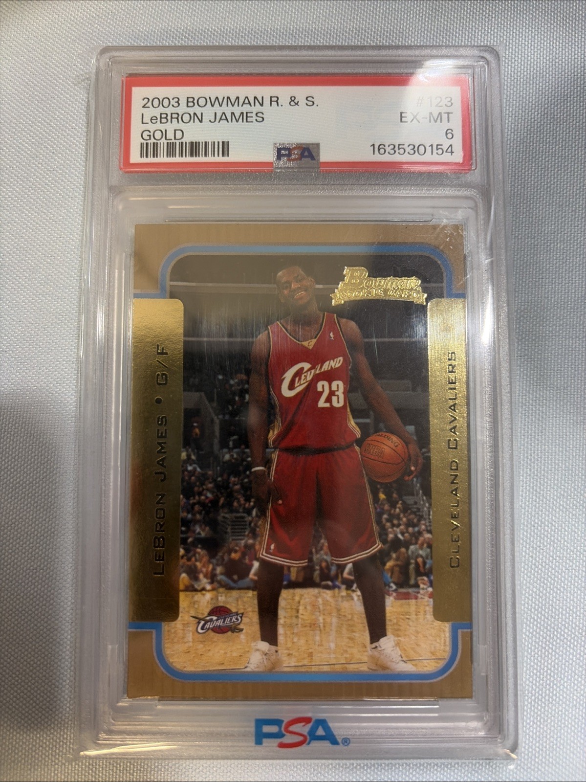 2003-04 Bowman Rookies & Stars LeBron James Gold Rookie RC #123 Cavaliers PSA 6