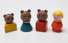 4 Pcs Vintage Fisher Price Goldilocks & The 3 Three Bears Playhouse People Toys