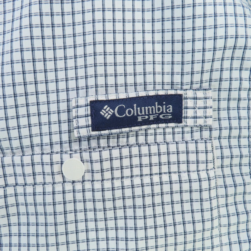 Camisa Columbia PFG Para Hombre Mediana Azul Cuadros Manga Larga Ventilada Super Tamiami Foto 2 de 4