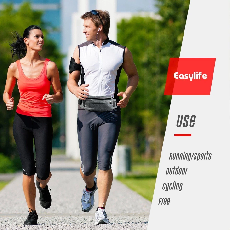 Waterproof Sports Runner Waist Bum Bag Running Jogging Belt Pouch Zip Fanny Pack - Image 2 of 4