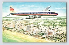 Postcard National Airlines Airplane DC-7 Star 1956 Posted Chrome