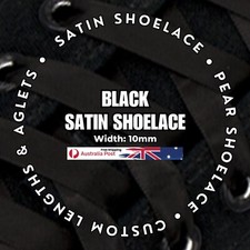 Shoelace Black Silk Ribbon Shoe Boot Lace Flat Casual Sneaker Bootlace 1cm SATIN