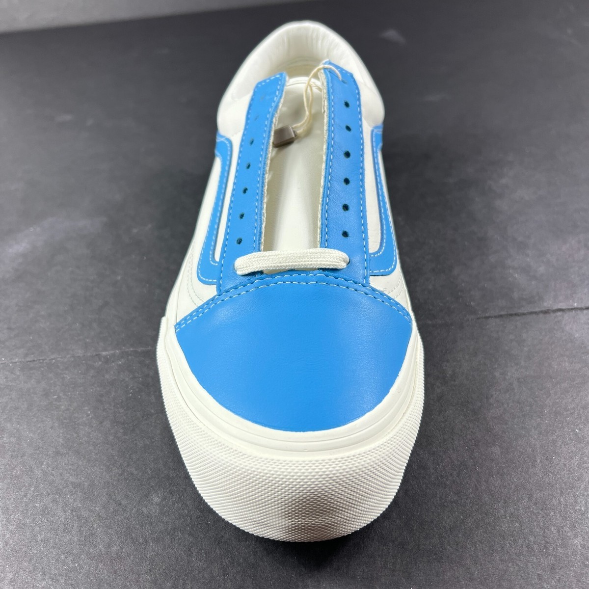 VANS Shoe Men 9.5 Old Skool Vault Leather White Bonnie Blue