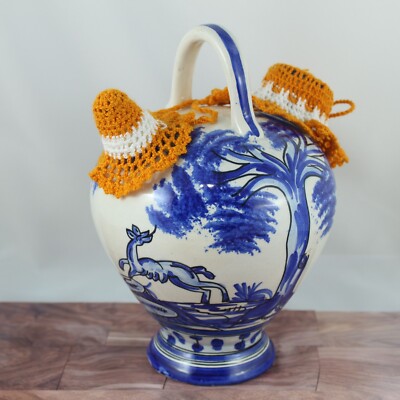 Talavera Botijo Königin Handbemaltes Keramik-Krug Vintage Spanische Handarbeit