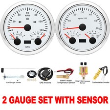 2 Gauge Set 85mm Gps Speedometer 120mph With Tacho Fueloiltempvolt Wsensor 2 Gauge Set 85mm Gps Speedometer 120mph With Tacho Fueloiltempvolt Wsensor