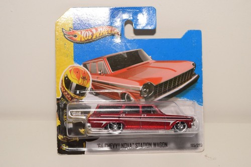 A69 1:60 3 INCH HOTWHEELS CHEVY CHEVROLET NOVA STATION WAGON 1964 MIB SHORT CARD - Picture 1 of 4