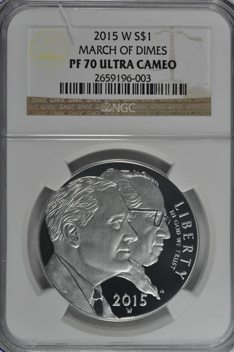 2015 W March of Dimes Proof Silver Dollar NGC PF70 UC Brown Label