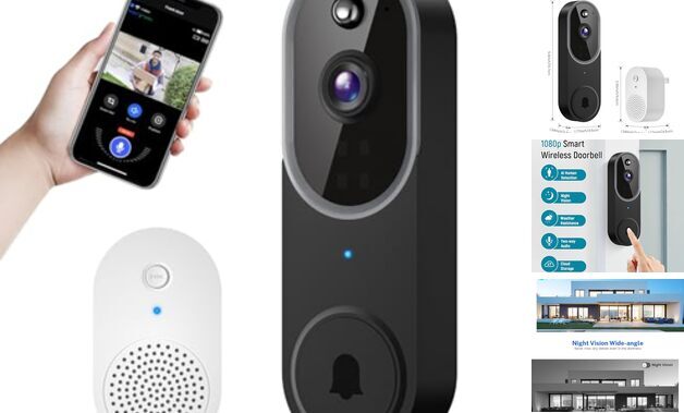 Smart Wi-Fi Video doorbell Camera Wireless with Night Vision, Two Way Audio,