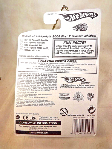 2006 Hot Wheels Faster Than Ever #1 First Editions '70 PLYMOUTH SUPERBIRD Green - Picture 5 of 5