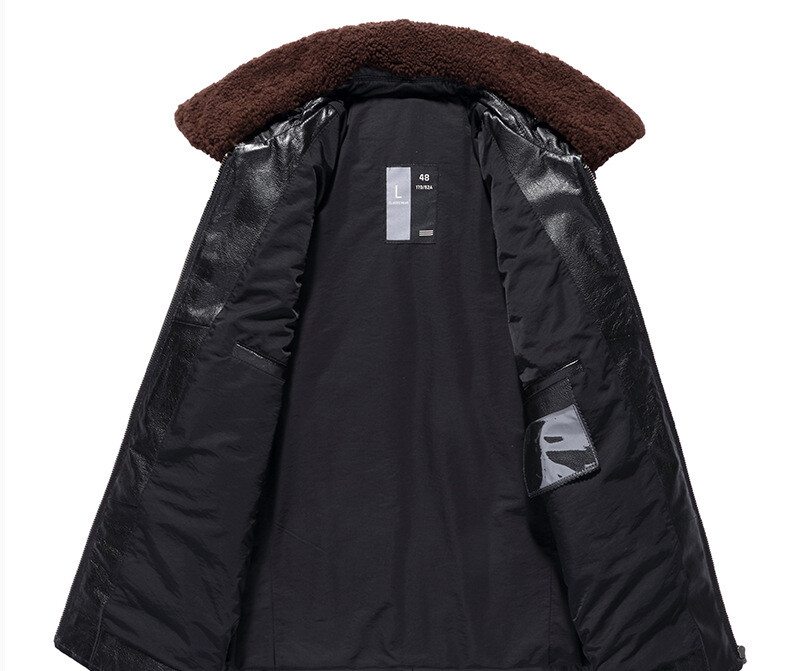 Winter Men's Genuine Leather Down Jacket Wool Collar Jacket