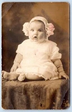 1908-1924 ERA RPPC BABY IDENTIFIED NINA LUCILLE CORNWELL 5 MO*WEARING JEWELRY