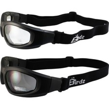 2 Birdz Eyewear Soar Safety Motorcycle Goggles Black Frames Smoke  Clear Lenses