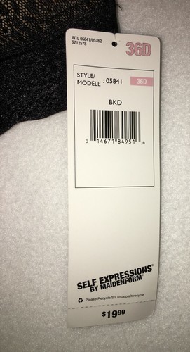 Maidenform Self Expressions Size 36D Bra Black Strapless/4 Ways Style #05841 NWT - Picture 3 of 10