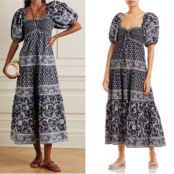 Sea NY Jasper Tiered Maxi Dress Navy Size XL | eBay