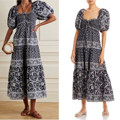 Sea NY Jasper Tiered Maxi Dress Navy Size XL | eBay