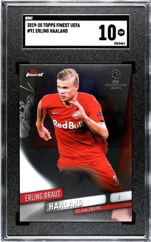 2019-20 Topps Finest UCL Erling Haaland Braut #91 SGC 10 GEM Rookie RC