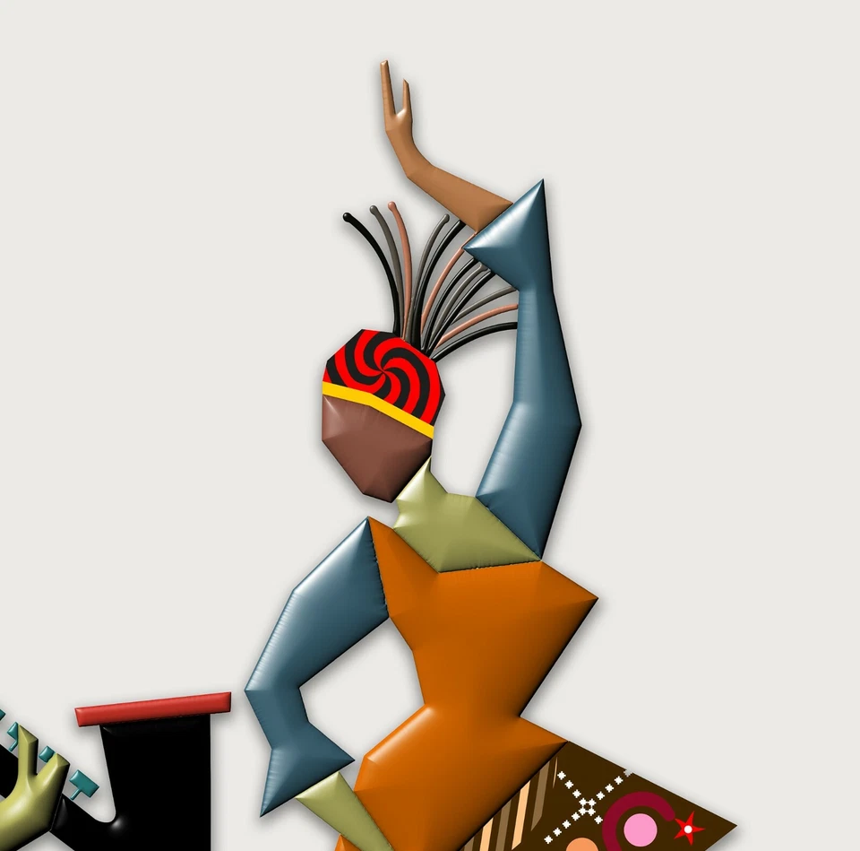 Jazz Music Art  African American DJ Print Saxophone Dancing Queen Canvas Décor - Image 2 of 4