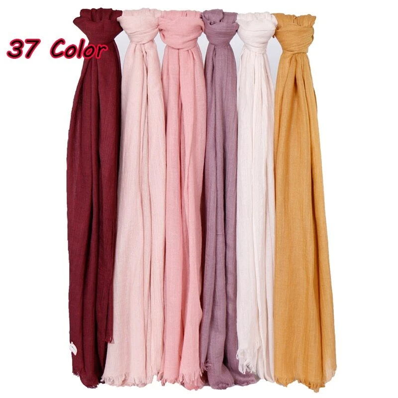 Women s Female Solid Color Linen Scarf Cotton Muslim Hijab Scarves