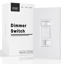 MOES Dimmer Light Switch Single Pole / 3-Way - Incandescent 600W / LED CFL 300W