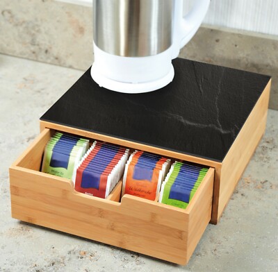 Kesper Teebox  30x31x10 cm mit 8 er Einteilung aus Bambus mit Glasplatte  58951