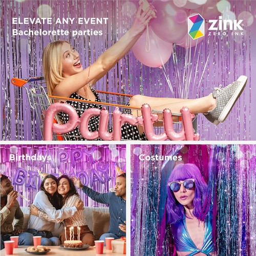 Zink Foil Curtain Backdrop (Purple), Tinsel Streamers for Photo Booths- 2 Pack - Picture 4 of 5