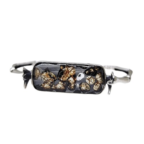 pallasite Meteorite Bracelets S925 silver Bracelets Jewelry TB319 - Picture 2 of 5