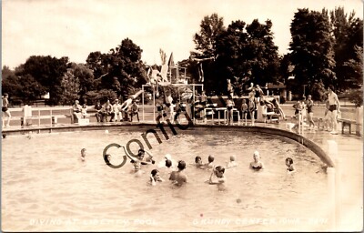 Real Photo Swimming Diving At Liberty Pool At Grundy Center Iowa IA RP RPPC K140