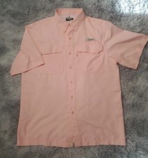 Habit Men's SS Vented Fishing Shirt Solar Factor 40 Size Medium Salmon EUC