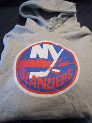 NEW FANATICS NHL NY ISLANDERS MENS HOODIE HOODED SWEATSHIRT GRAY